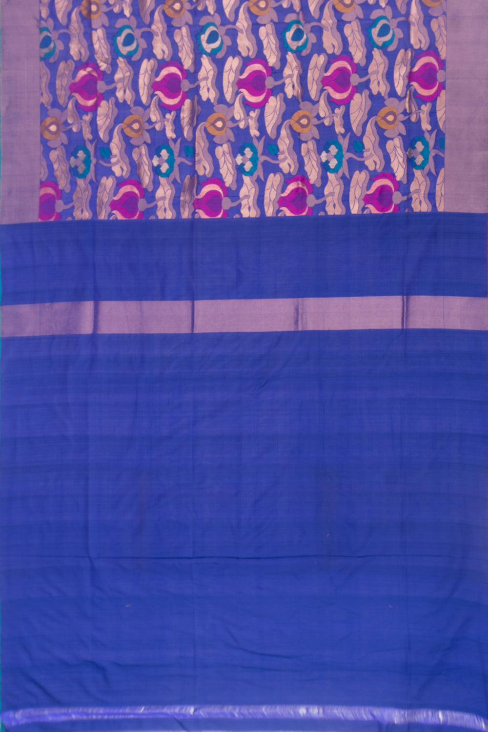 Banarasi Silk Floral Brocade Royal Blue Saree
