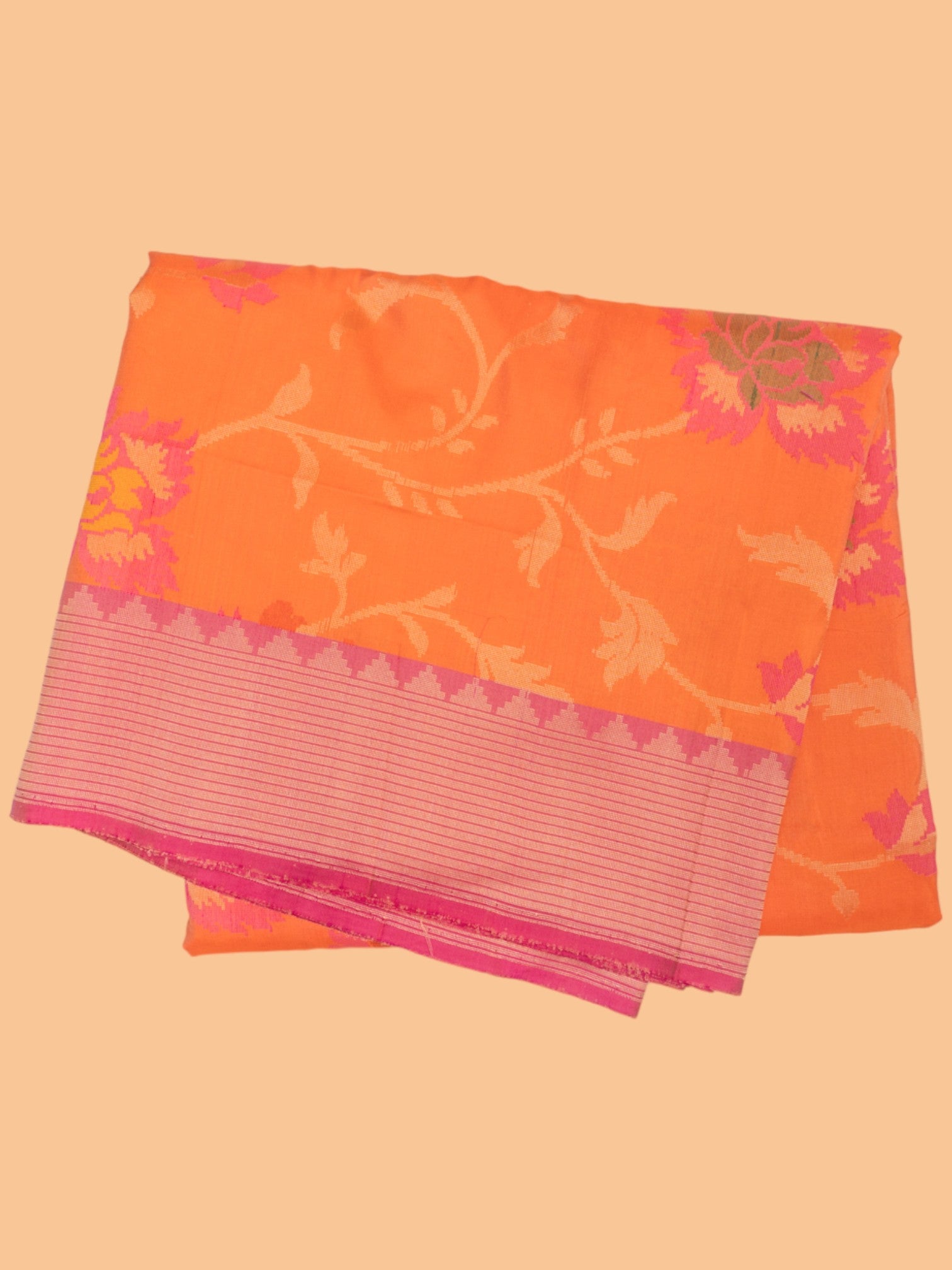 Banarasi Silk Jaal Orange Saree