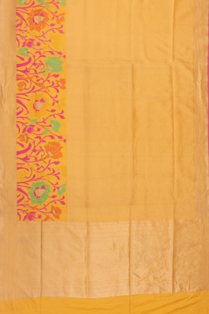 Banarasi Silk Horizontal Lines Yellow Saree