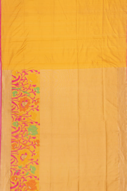 Banarasi Silk Horizontal Lines Yellow Saree