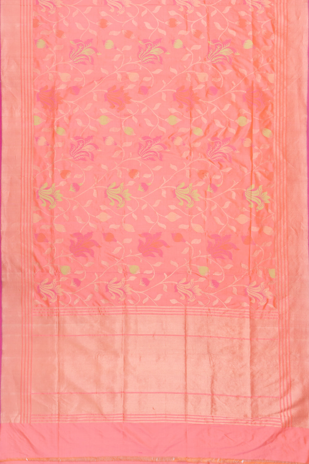 Banarasi Silk Jaal Peach Saree