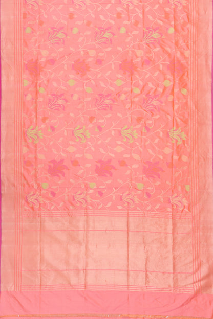 Banarasi Silk Jaal Peach Saree