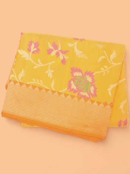 Banarasi Silk Jaal Mustard Yellow Saree