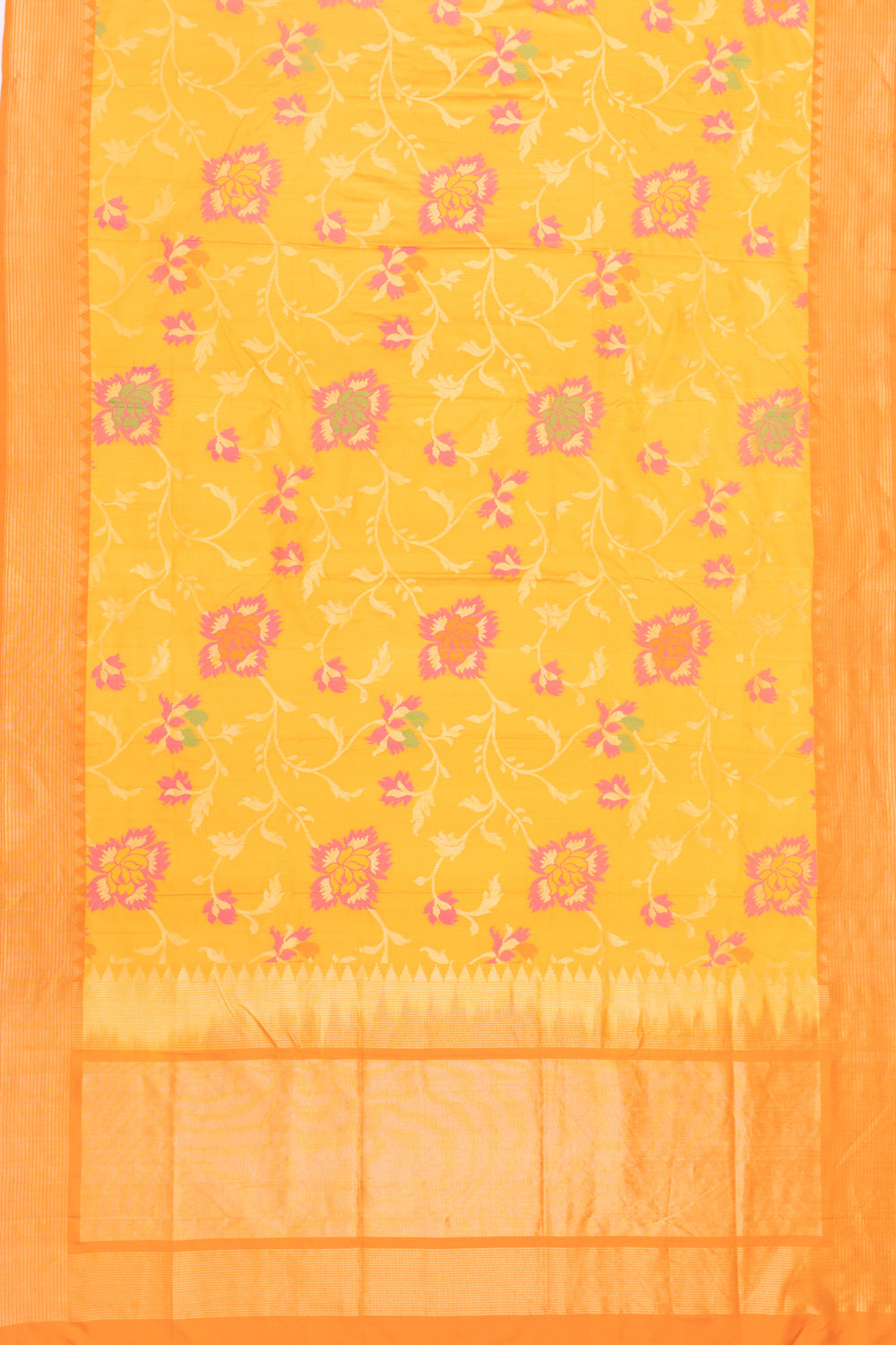 Banarasi Silk Jaal Mustard Yellow Saree