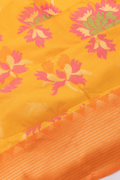 Banarasi Silk Jaal Mustard Yellow Saree