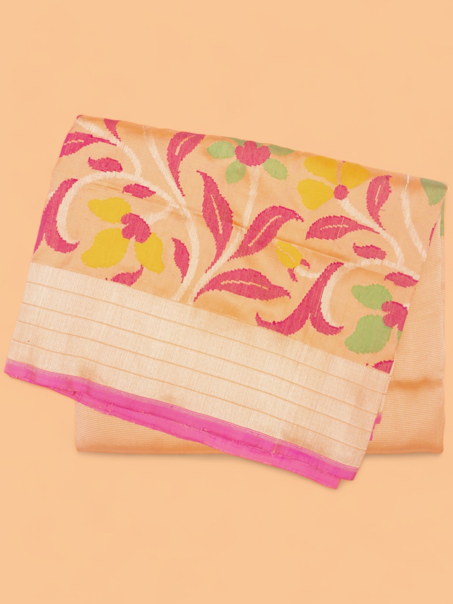 Banarasi Silk Brocade Pastel Orange Saree