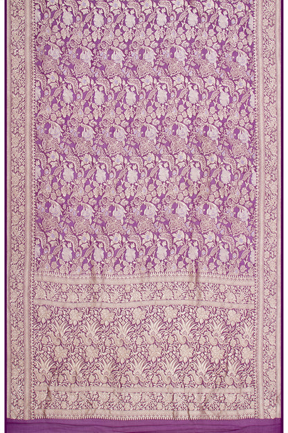 Banarasi Georgette Brocade Purple Saree