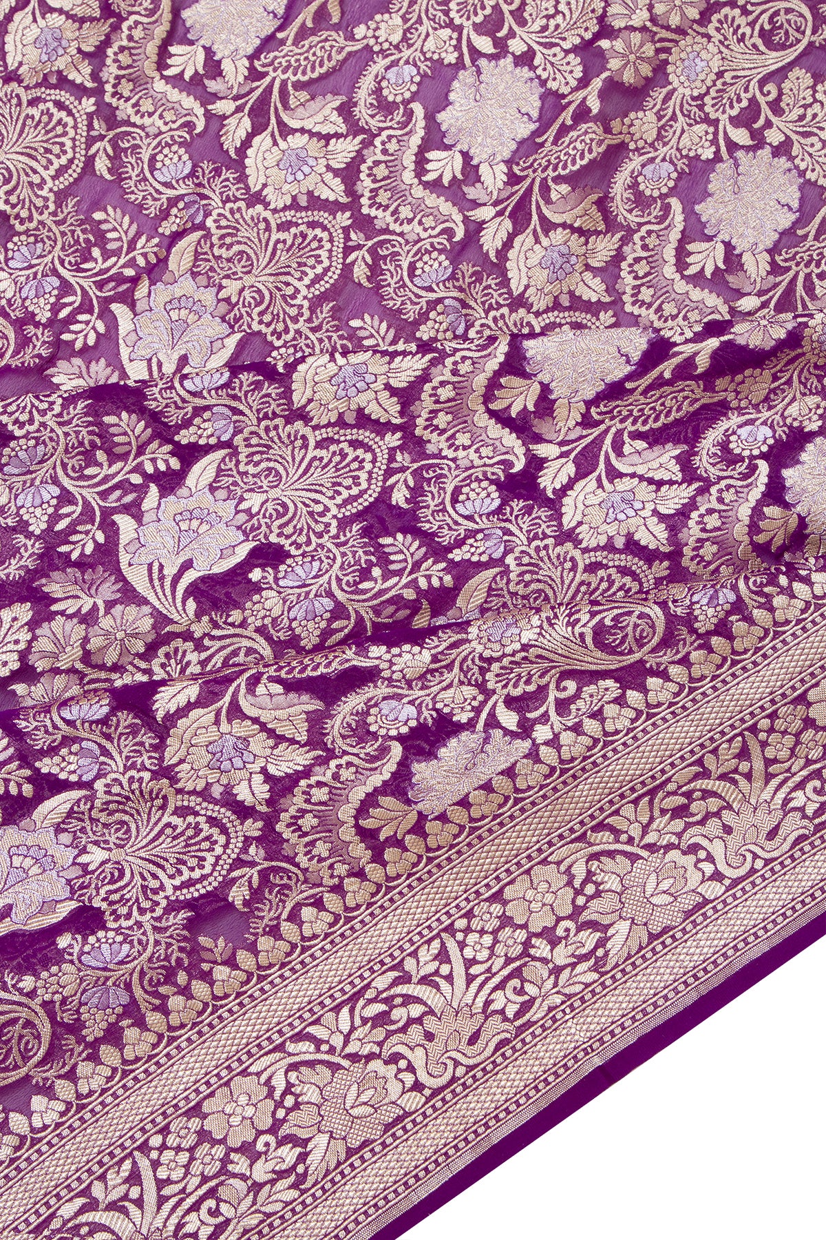 Banarasi Georgette Brocade Purple Saree
