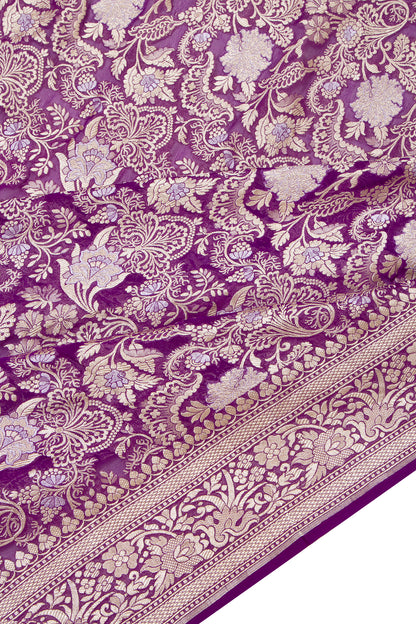Banarasi Georgette Brocade Purple Saree