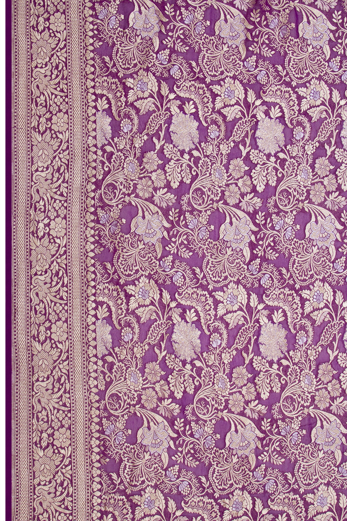 Banarasi Georgette Brocade Purple Saree