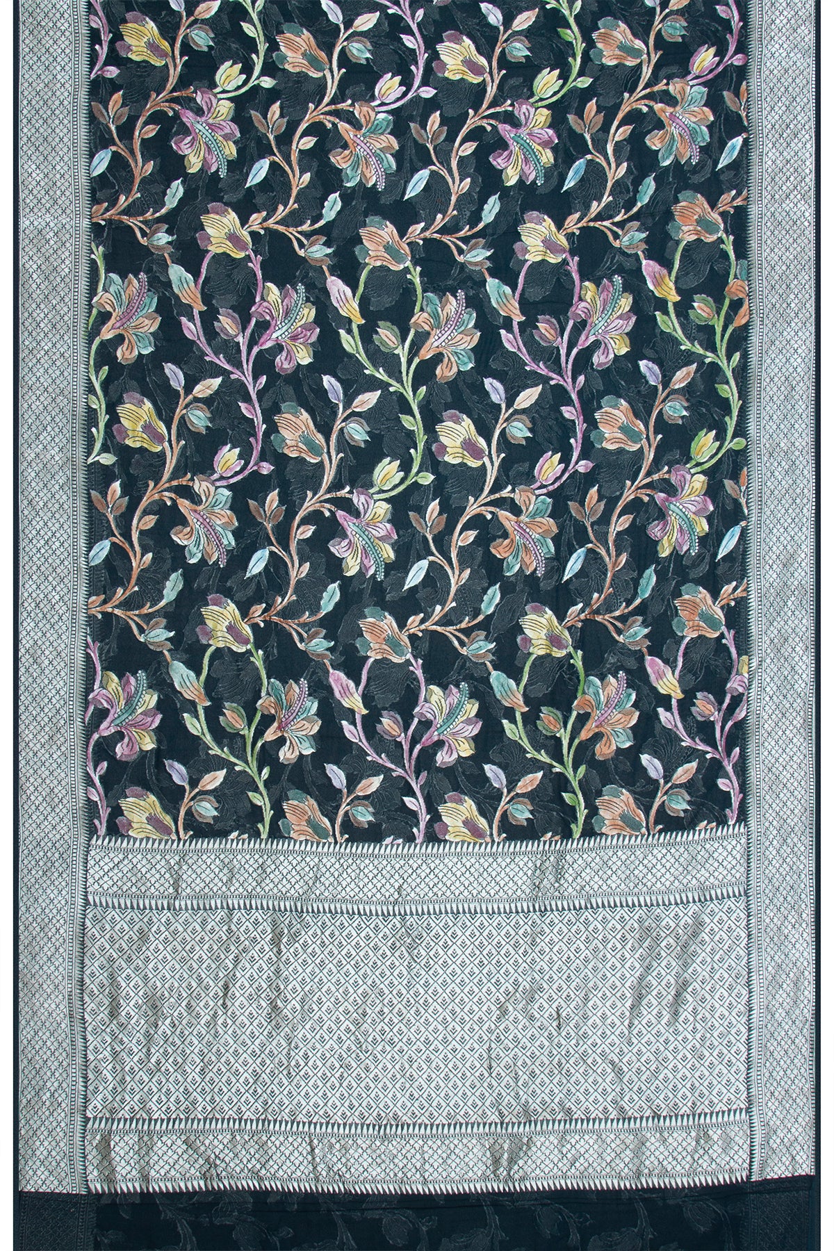 Banarasi Georgette Brocade Midnight Blue Saree