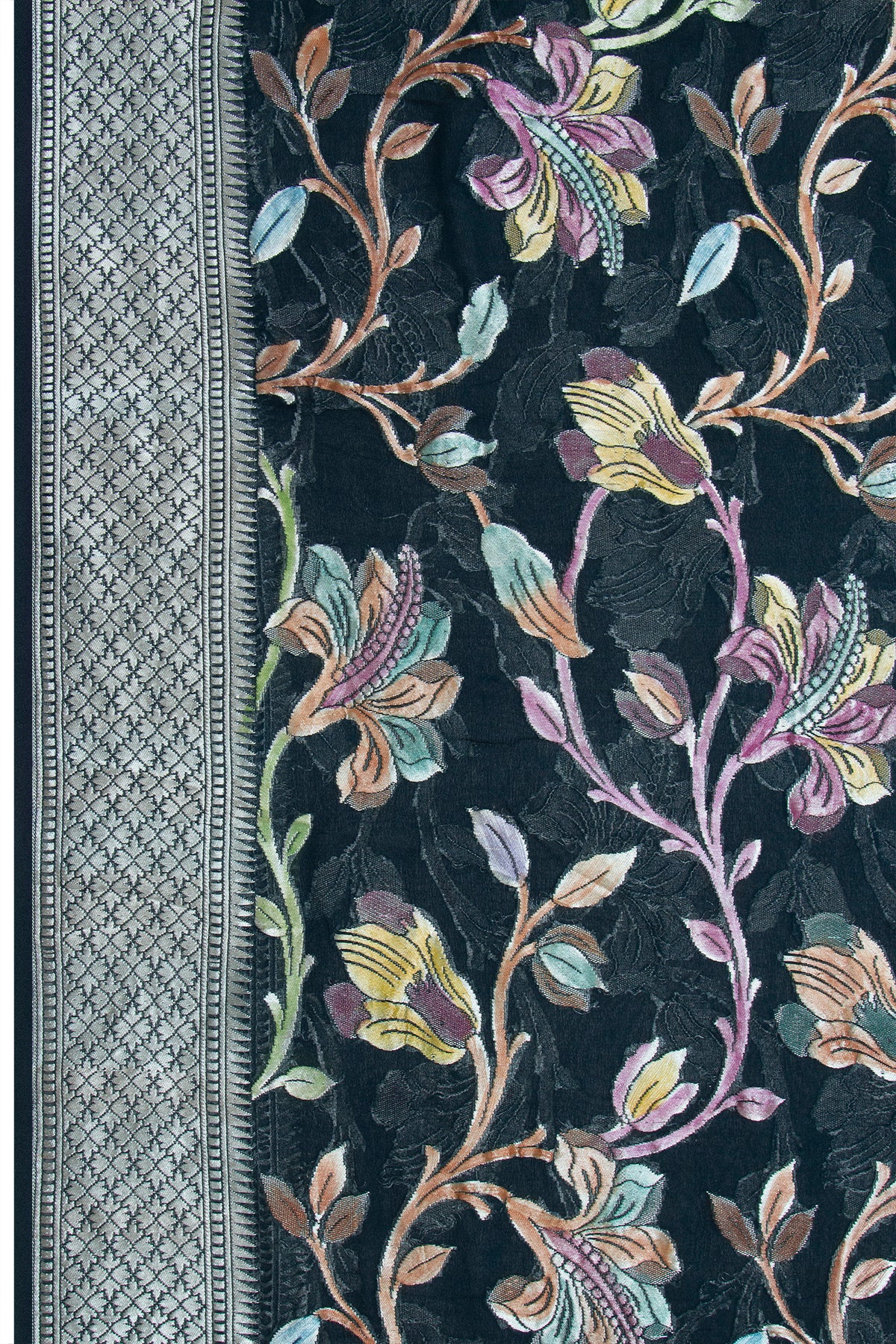 Banarasi Georgette Brocade Midnight Blue Saree