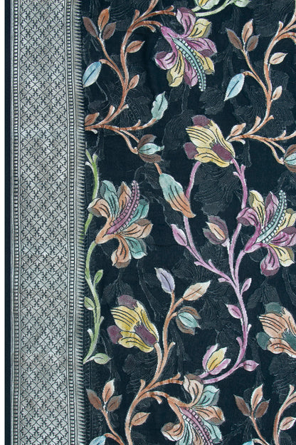 Banarasi Georgette Brocade Midnight Blue Saree