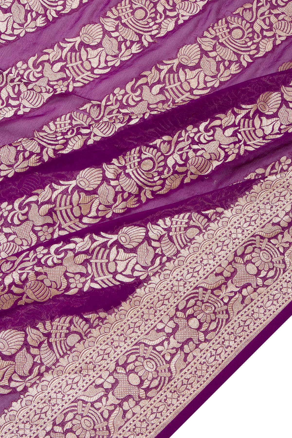 Banarasi Georgette Brocade Purple Saree