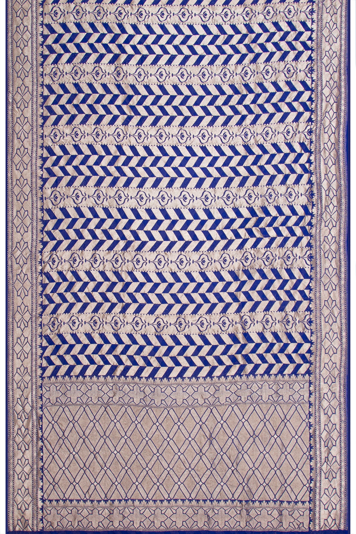 Banarasi Georgette Brocade Gold And Dark Blue Saree