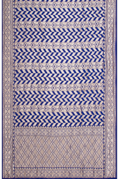 Banarasi Georgette Brocade Gold And Dark Blue Saree