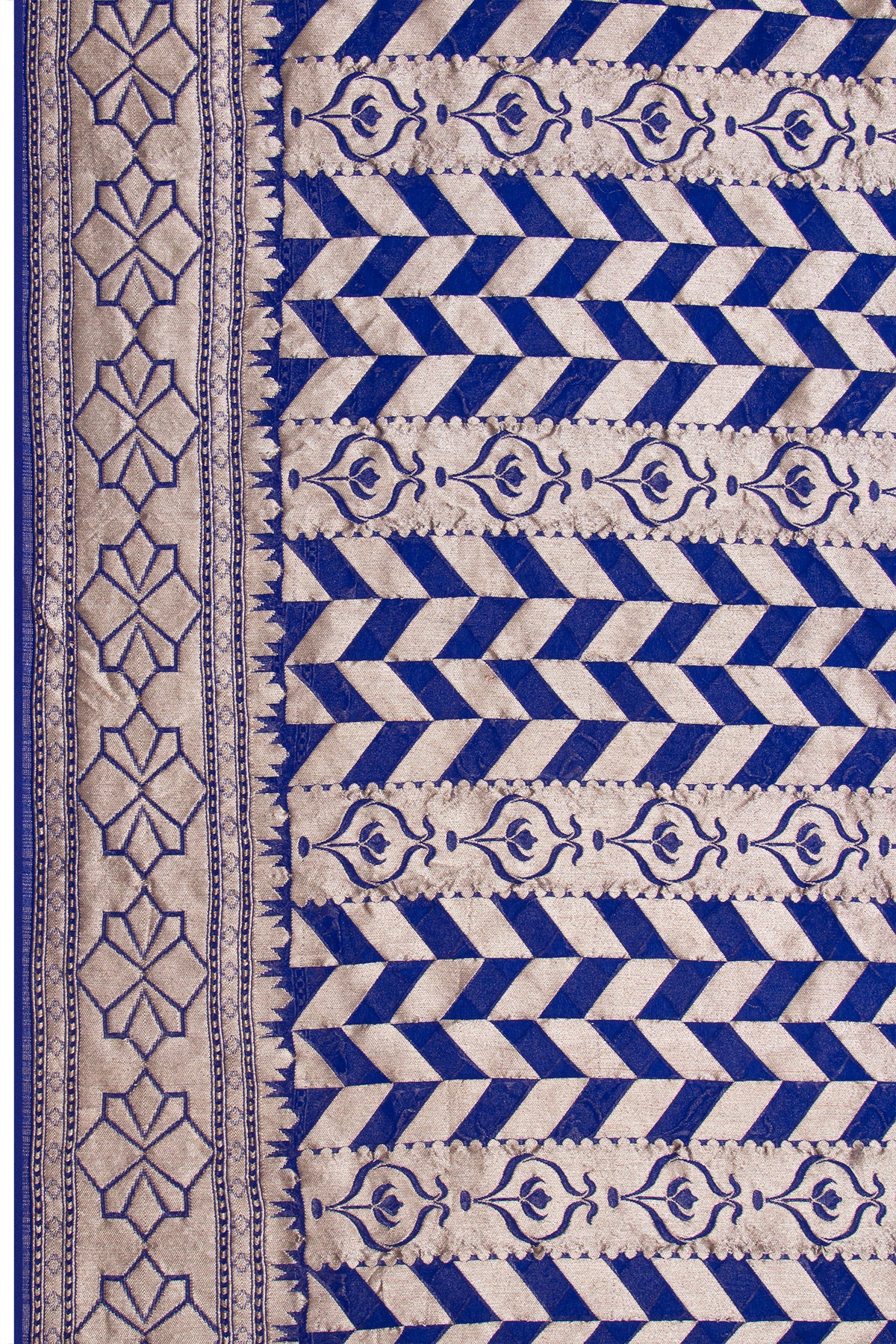 Banarasi Georgette Brocade Gold And Dark Blue Saree