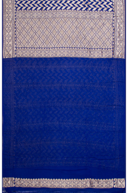 Banarasi Georgette Brocade Gold And Dark Blue Saree