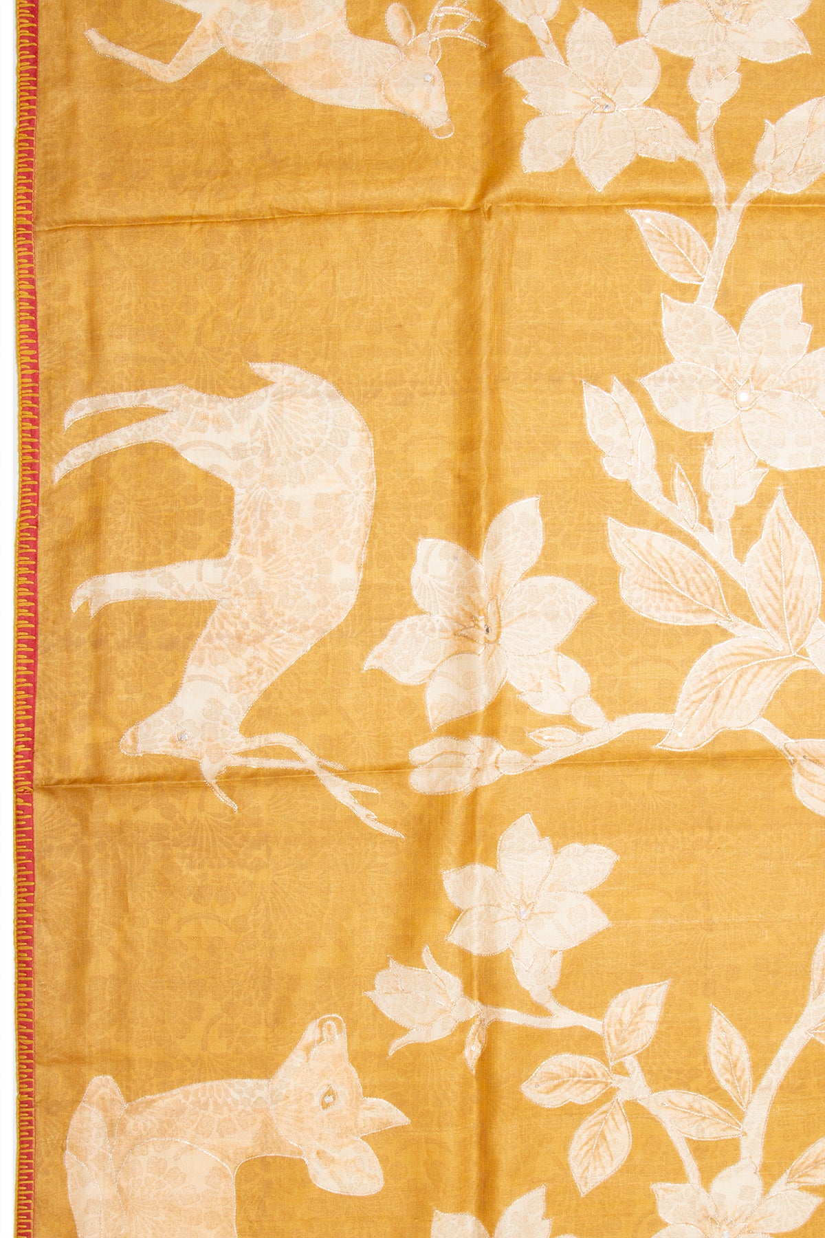 Tussar Printed Mustard Yellow Saree