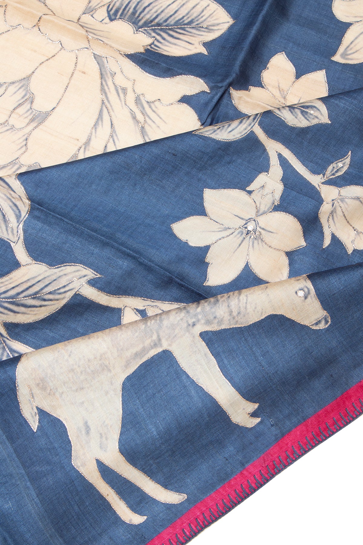 Tussar Printed Blue Saree