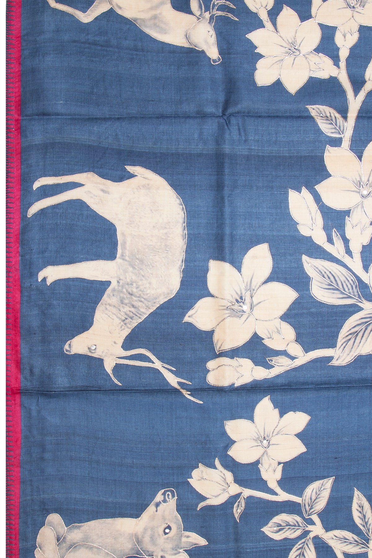 Tussar Printed Blue Saree