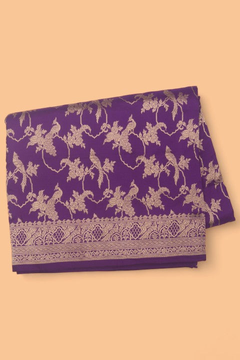Banarasi Silk Jaal Violet Saree