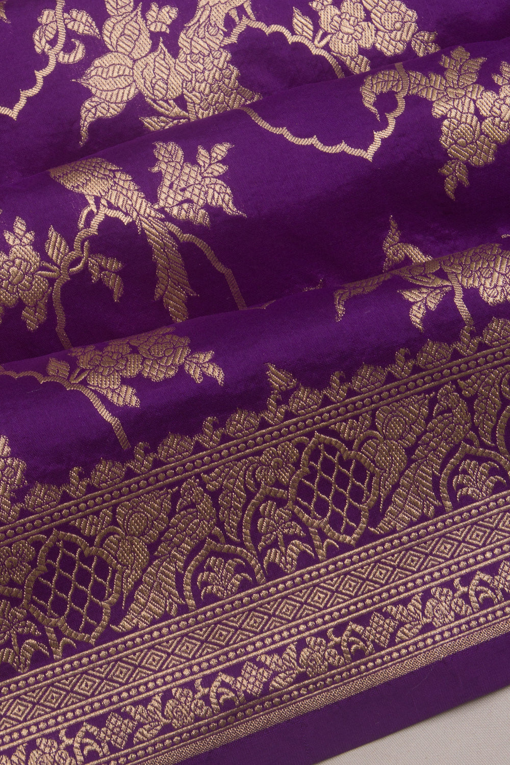 Banarasi Silk Jaal Violet Saree