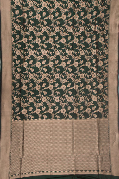 Banarasi Silk Jaal Bottle Green Saree
