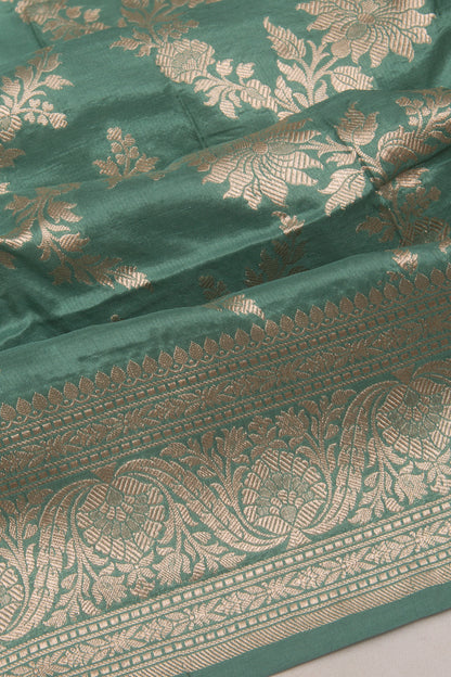 Banarasi Silk Jaal Sea Green Saree