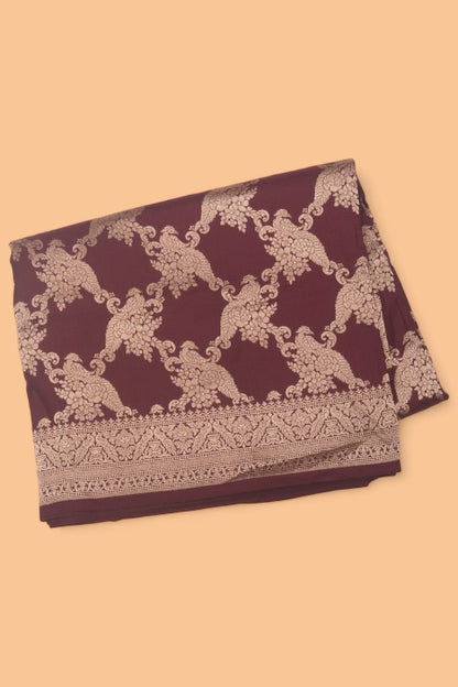 Banarasi Silk Brocade Brown Saree