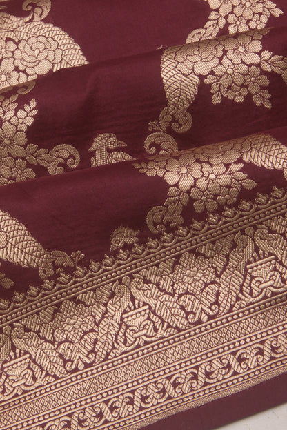Banarasi Silk Brocade Brown Saree