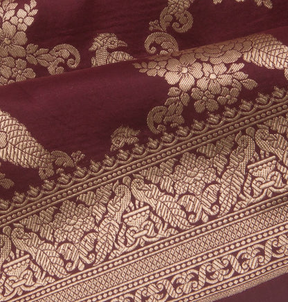 Banarasi Silk Brocade Brown Saree
