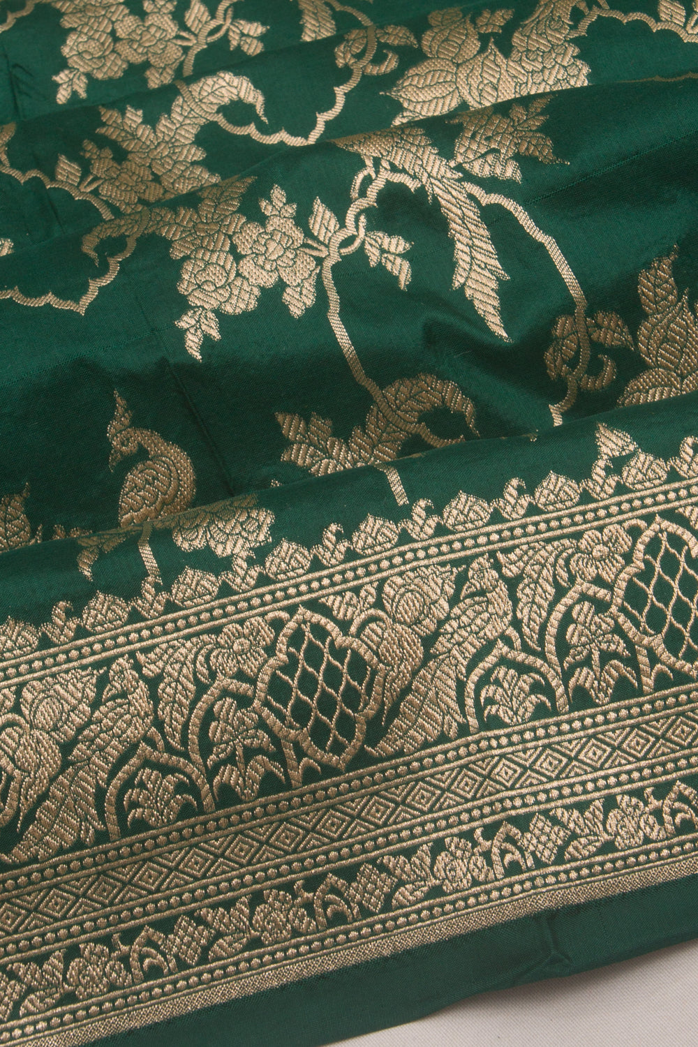 Banarasi Silk Jaal Green Saree