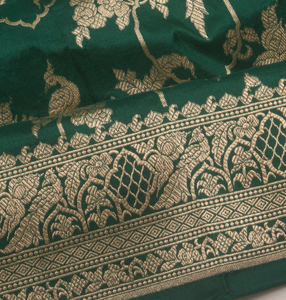 Banarasi Silk Jaal Green Saree