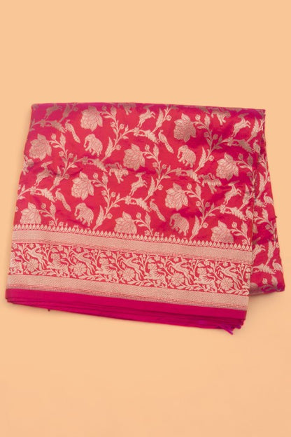 Banarasi Silk Shikarga Jaal Pink Saree