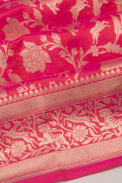 Banarasi Silk Shikarga Jaal Pink Saree