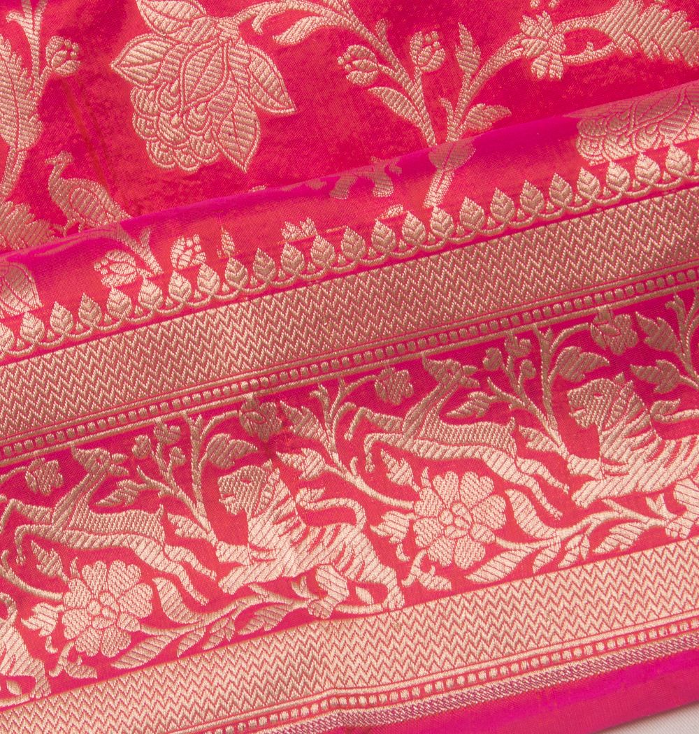 Banarasi Silk Shikarga Jaal Pink Saree