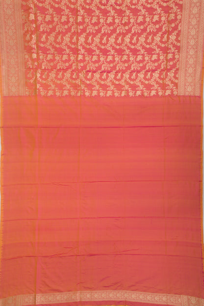 Banarasi Silk Shikarga Jaal Dual Tone Pink And Orange Saree