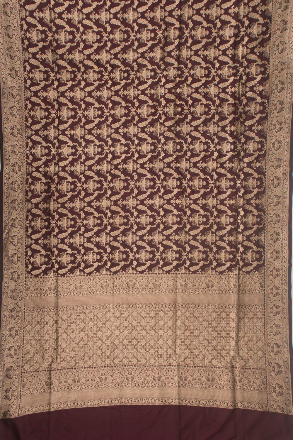 Banarasi Silk Brocade Brown Saree