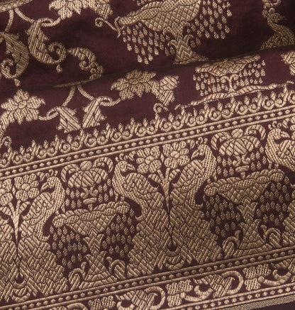 Banarasi Silk Brocade Brown Saree
