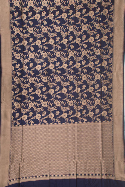 Banarasi Silk Jaal Shikarga Dark Blue Saree