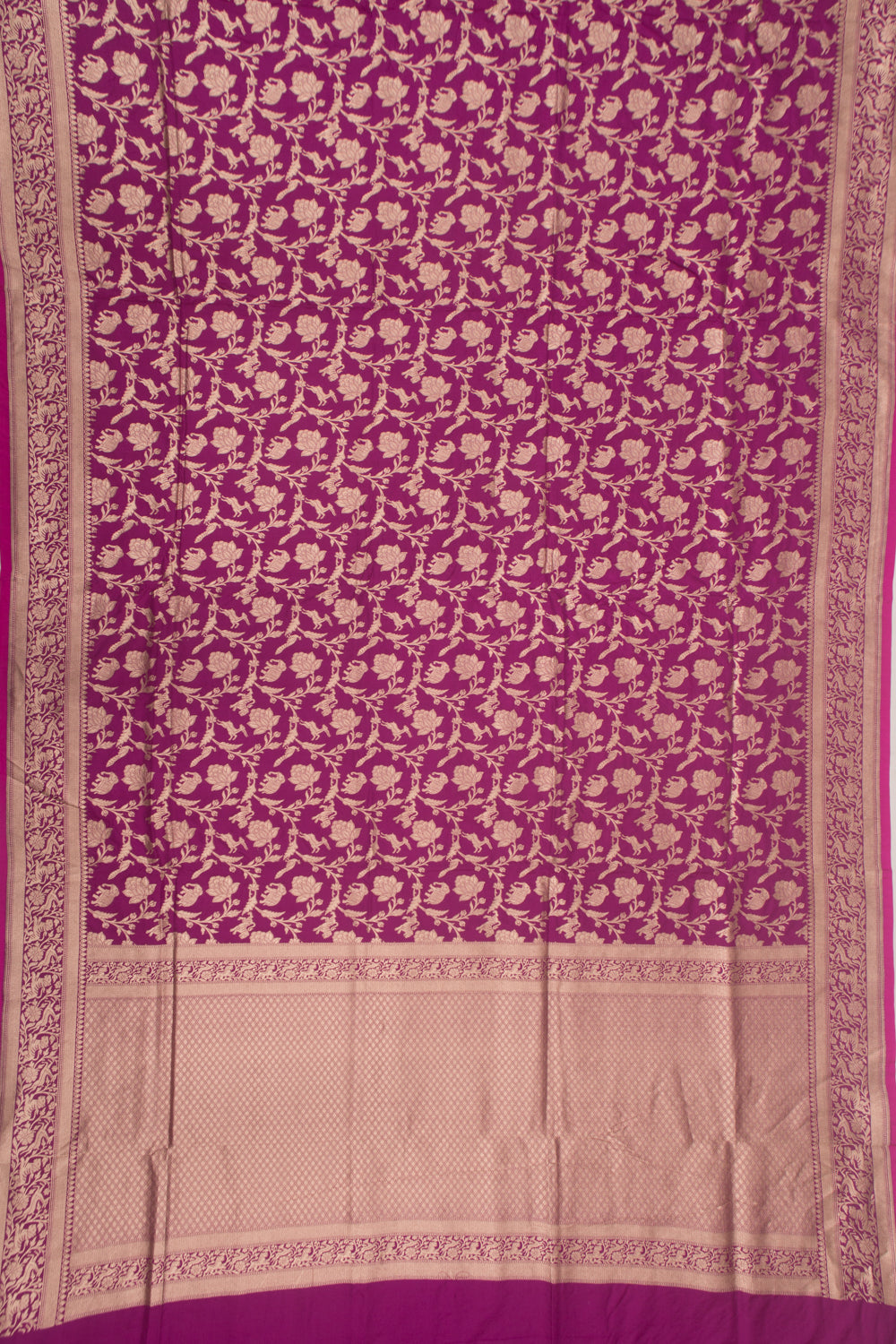 Banarasi Silk Jaal Shikargah Violet Saree