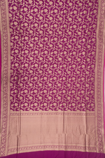 Banarasi Silk Jaal Shikargah Violet Saree