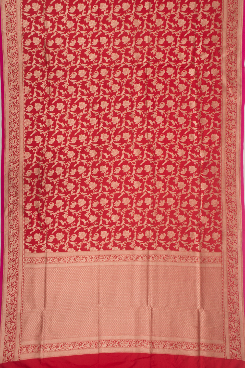 Banarasi Silk Shikargah Jaal Red Saree
