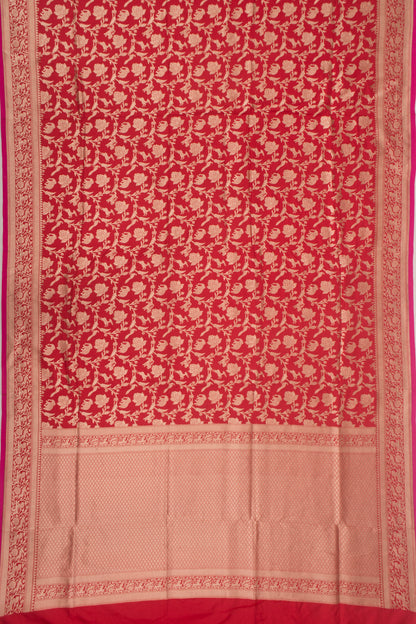 Banarasi Silk Shikargah Jaal Red Saree