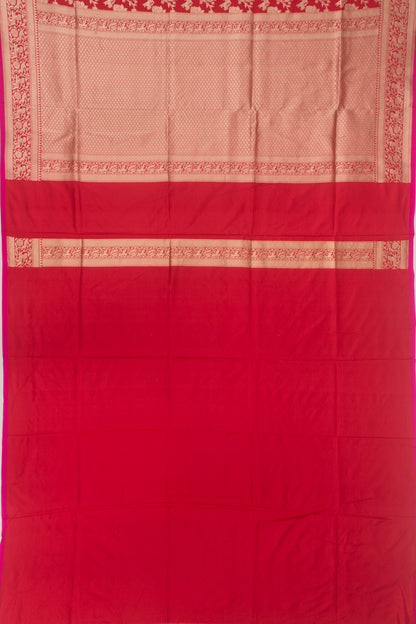Banarasi Silk Shikargah Jaal Red Saree