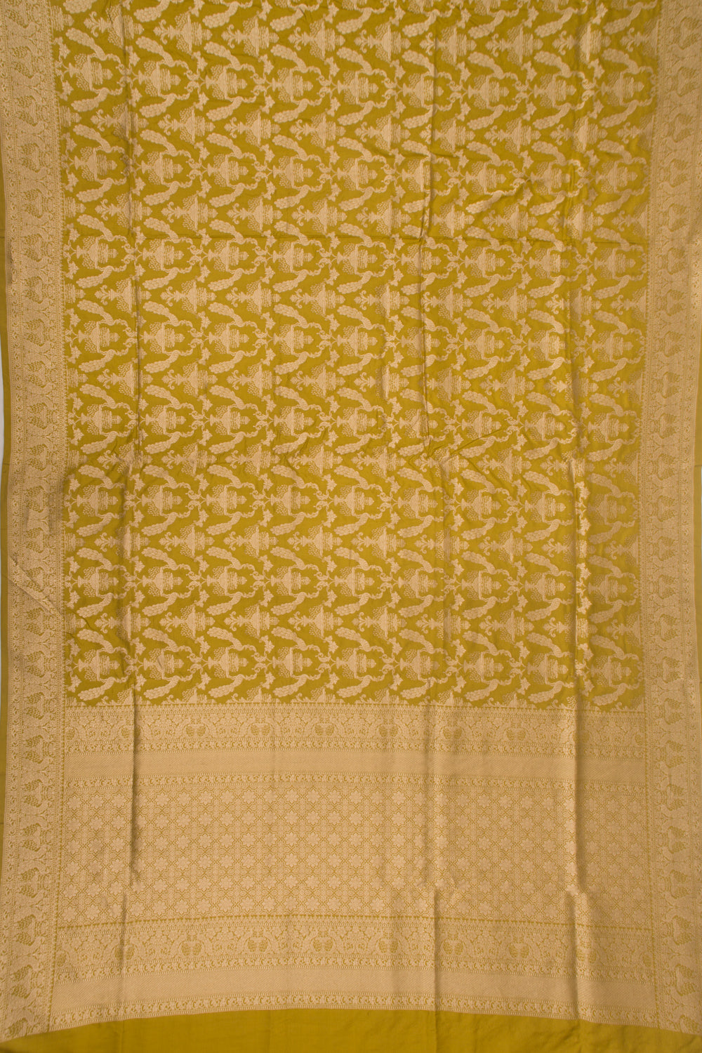 Banarasi Silk Brocade Mehndi Green Saree