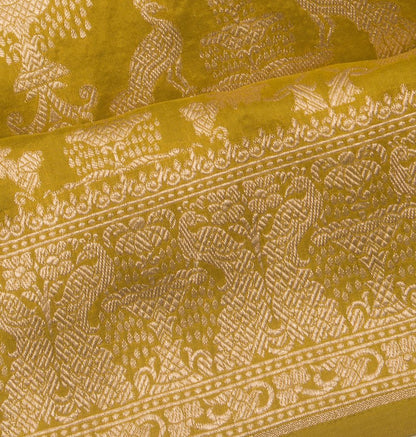 Banarasi Silk Brocade Mehndi Green Saree