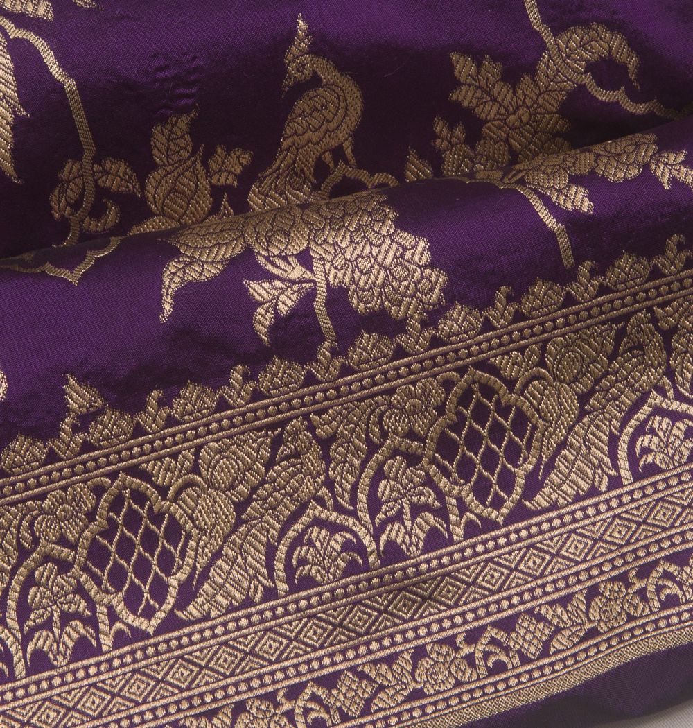 Banarasi Silk Jaal Violet Saree