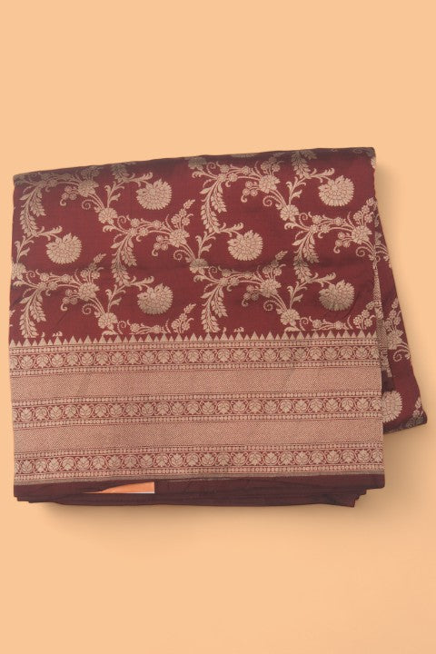 Banarasi Silk Jaal Maroon Saree